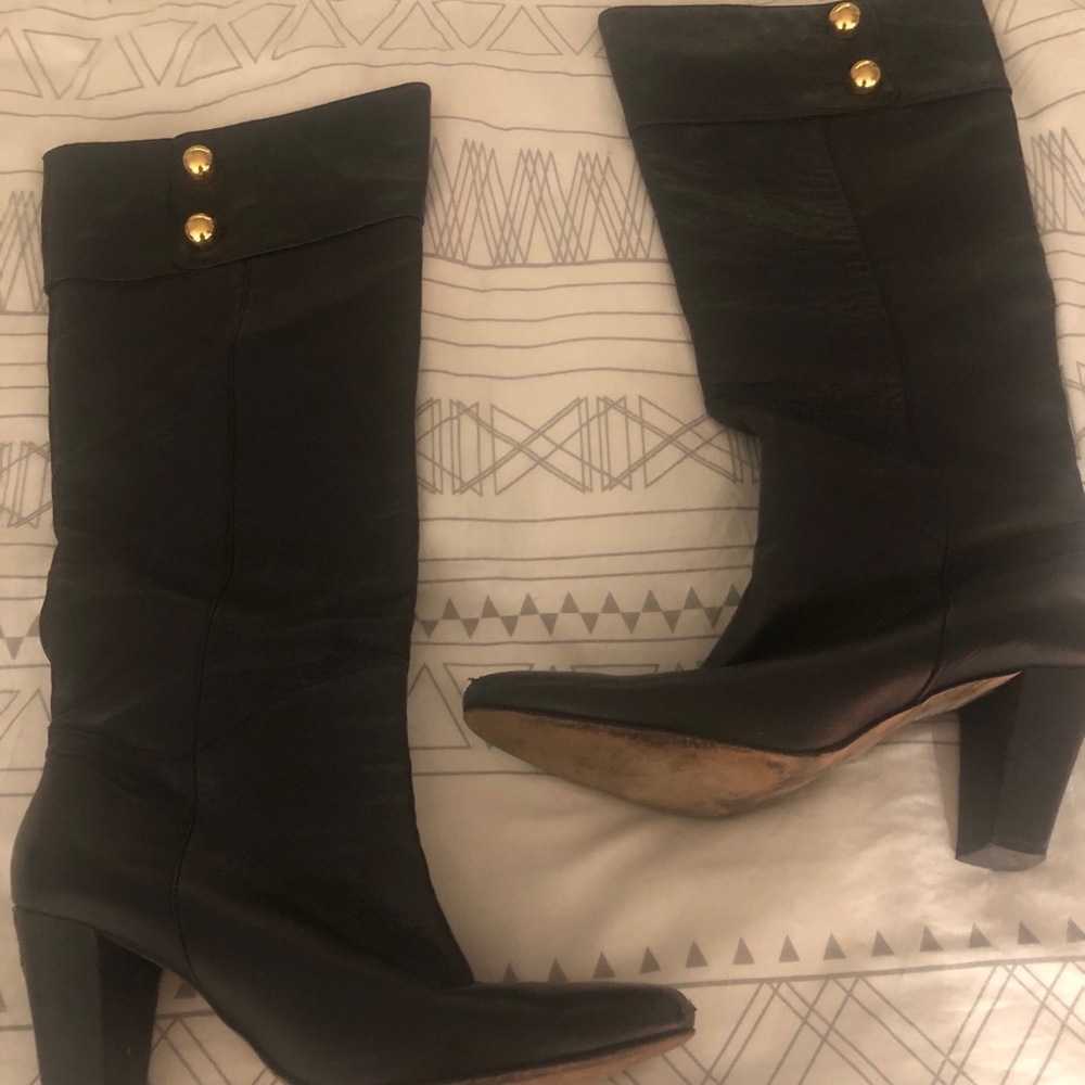 Kate spade black heel knee high boots